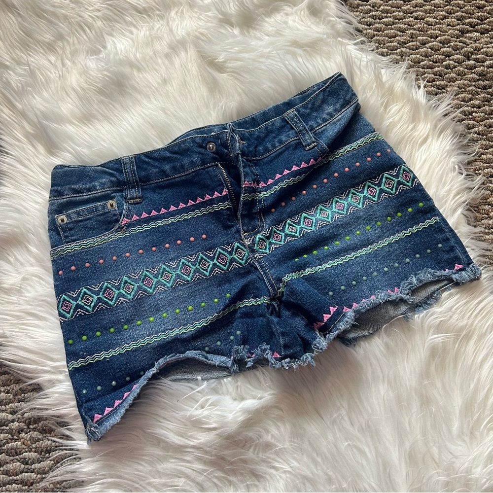 Cat & Jack Jean Shorts Decorative Colorful Size XL 14/16
